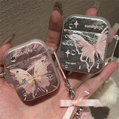 Сладка 3D бормашина Пеперуда галванопластика Слушалки Защитна обвивка Меко покритие за AirPods 1 2 3 Pro2 с висулка с топка коса