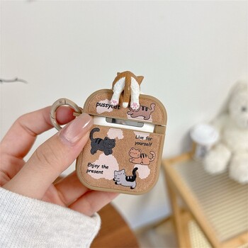 Cute Cat Brown Case for AirPods 4 Airpod 1 2 3 Pro Pro2 Bluetooth Earbuds Charging Box Protective earphone case cover