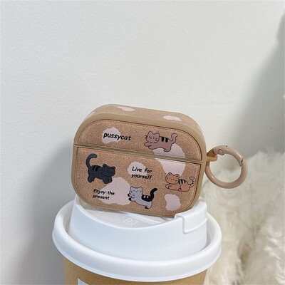 Slatka mačka smeđa futrola za AirPods 4 Airpod 1 2 3 Pro Pro2 Bluetooth slušalice Kutija za punjenje Zaštitna maska za slušalice