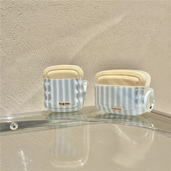 Θήκη Wavy Blue Line Stripe για Apple Air Pods Pro 2 Θήκη ακουστικών Bluetooth Cartoon Θήκη σιλικόνης για Airpods 1 3 Προστατευτική τσάντα