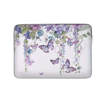 Комплект от една част, два стила, лилава чанта за лаптоп и куфарче с шарка на пеперуда, подходящи за 14 инчови лаптопи