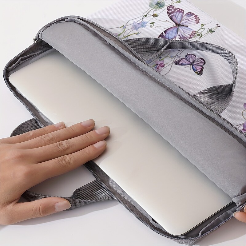 Комплект от една част, два стила, лилава чанта за лаптоп и куфарче с шарка на пеперуда, подходящи за 14 инчови лаптопи