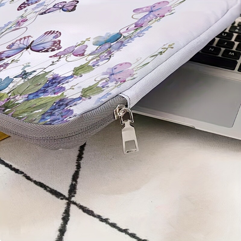 Комплект от една част, два стила, лилава чанта за лаптоп и куфарче с шарка на пеперуда, подходящи за 14 инчови лаптопи
