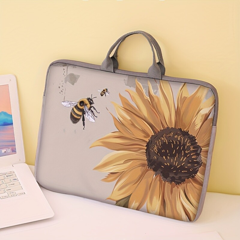 Jednodijelni set, dva stila, torba i aktovka s uzorkom suncokreta i pčele, pogodna za prijenosna računala od 14 inča