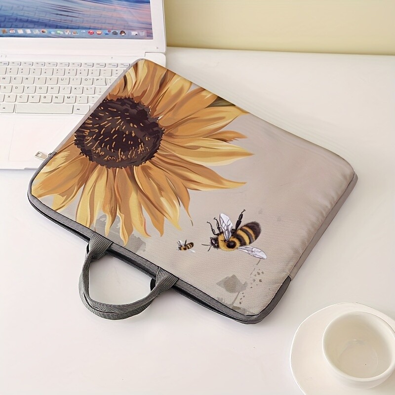 Jednodijelni set, dva stila, torba i aktovka s uzorkom suncokreta i pčele, pogodna za prijenosna računala od 14 inča
