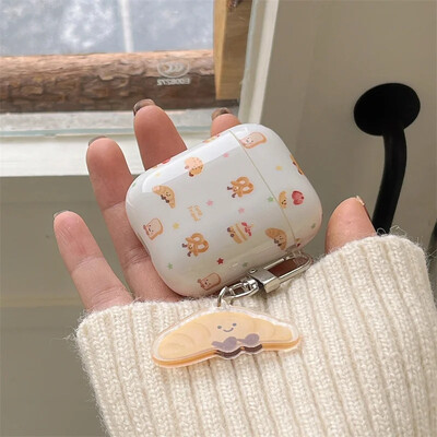 Cartoon Croissants torbica za slušalice za Apple Airpods Pro 2 3 4 Poklopac Silikonske futrole za punjenje slušalica za Apple Airpod Capa soft