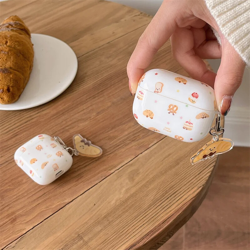 Cartoon Croissants torbica za slušalice za Apple Airpods Pro 2 3 4 Poklopac Silikonske futrole za punjenje slušalica za Apple Airpod Capa soft