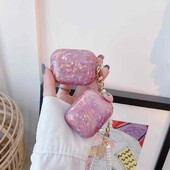 Luksuzna silikonska futrola s privjeskom od ljubičaste biserne školjke za AirPods 1 2 3 4 pro 2 Dodaci za bežične Bluetooth slušalice AirPods 4 4 4