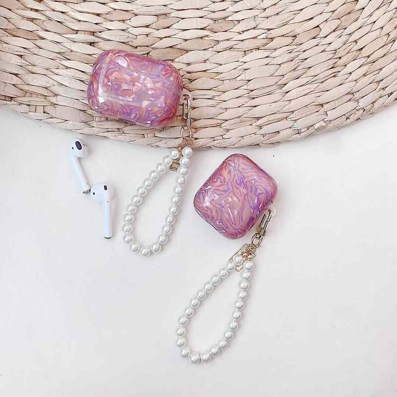 Luksuzna silikonska futrola s privjeskom od ljubičaste biserne školjke za AirPods 1 2 3 4 pro 2 Dodaci za bežične Bluetooth slušalice AirPods 4 4 4