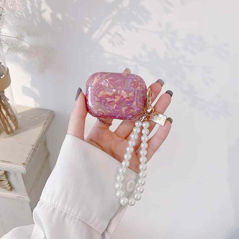 Luksuzna silikonska futrola s privjeskom od ljubičaste biserne školjke za AirPods 1 2 3 4 pro 2 Dodaci za bežične Bluetooth slušalice AirPods 4 4 4