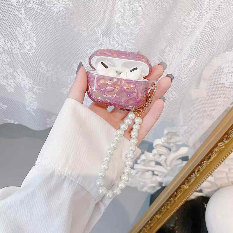 Luksuzna silikonska futrola s privjeskom od ljubičaste biserne školjke za AirPods 1 2 3 4 pro 2 Dodaci za bežične Bluetooth slušalice AirPods 4 4 4