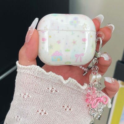 Карикатурни звезди с лък графити ins сладък готин калъф за слушалки imd кутия за безжично зареждане с bluetooth за apple airpods 1 2nd 2 pro 3 4