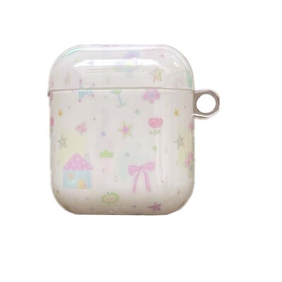 Карикатурни звезди с лък графити ins сладък готин калъф за слушалки imd кутия за безжично зареждане с bluetooth за apple airpods 1 2nd 2 pro 3 4