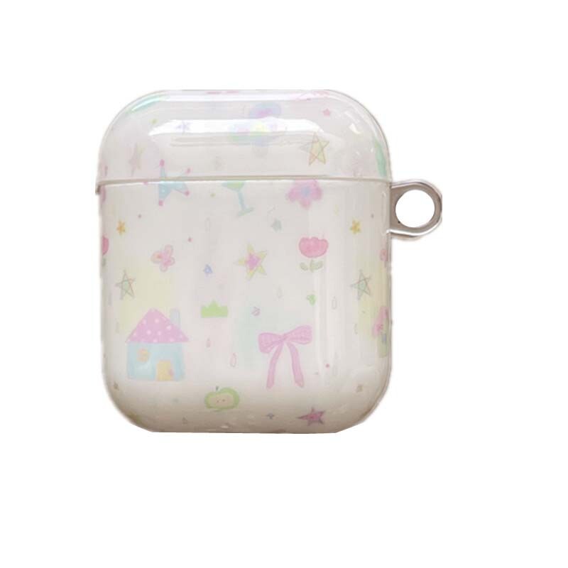 Карикатурни звезди с лък графити ins сладък готин калъф за слушалки imd кутия за безжично зареждане с bluetooth за apple airpods 1 2nd 2 pro 3 4