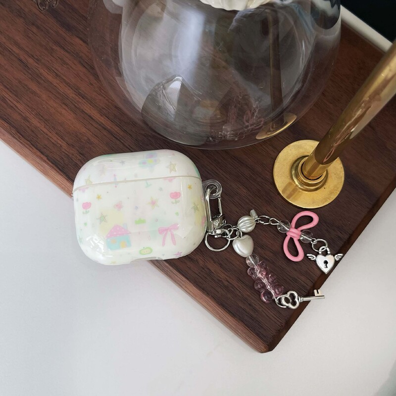 Карикатурни звезди с лък графити ins сладък готин калъф за слушалки imd кутия за безжично зареждане с bluetooth за apple airpods 1 2nd 2 pro 3 4