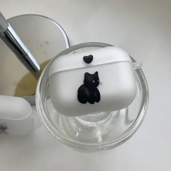 Cute Heart Black Cat Clear Θήκες ακουστικών για Airpods 4ο 2 1 3 Pro2 Cartoon Κάλυμμα κουτιού ακουστικών για Apple Air Pods Pro Airpods3