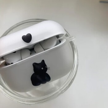 Cute Heart Black Cat Clear Θήκες ακουστικών για Airpods 4ο 2 1 3 Pro2 Cartoon Κάλυμμα κουτιού ακουστικών για Apple Air Pods Pro Airpods3