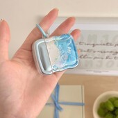 Калъф за слушалки с галванично покритие с вълнообразна шарка с кука, за Apple Airpods 2 Pro, Airpods 3, Airpods 4, Blue Sea Style, нов
