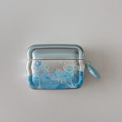 Калъф за слушалки с галванично покритие с вълнообразна шарка с кука, за Apple Airpods 2 Pro, Airpods 3, Airpods 4, Blue Sea Style, нов