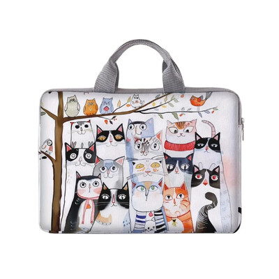 1-dijelni set, torba za prijenosno računalo s otisnutim uzorkom mačke, aktovka, pogodna za prijenosna računala od 14 inča, fiksna torba za prijenosno računalo