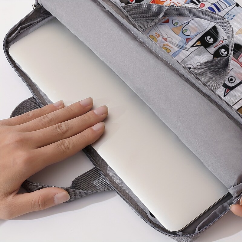 1-dijelni set, torba za prijenosno računalo s otisnutim uzorkom mačke, aktovka, pogodna za prijenosna računala od 14 inča, fiksna torba za prijenosno računalo