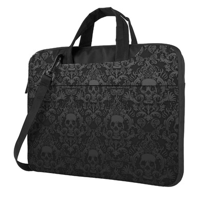 Gothic Black Skull Damask Laptoptáska Vízálló nagy laptoptok Számítógéptáska Irodai Üzleti Utazás 13 14 15,6 hüvelykes