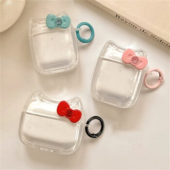 Kawaii Cute Drill Bowknot Θήκη Ακουστικών Γάτας για AirPods 1 2 3 Με Προστατευτικό Μαλακό Κέλυφος Μπρελόκ για AirPods Pro 2