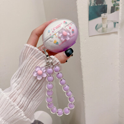 2024. Poklopac za slušalice za Huawei Freebuds 6i /5i. Simpatični cvijet, leptir, dizajn slatkiša, prozirna torbica za slušalice s lancem za zapešće