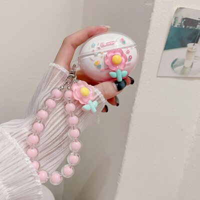 2024. Poklopac za slušalice za Huawei Freebuds 6i /5i. Simpatični cvijet, leptir, dizajn slatkiša, prozirna torbica za slušalice s lancem za zapešće