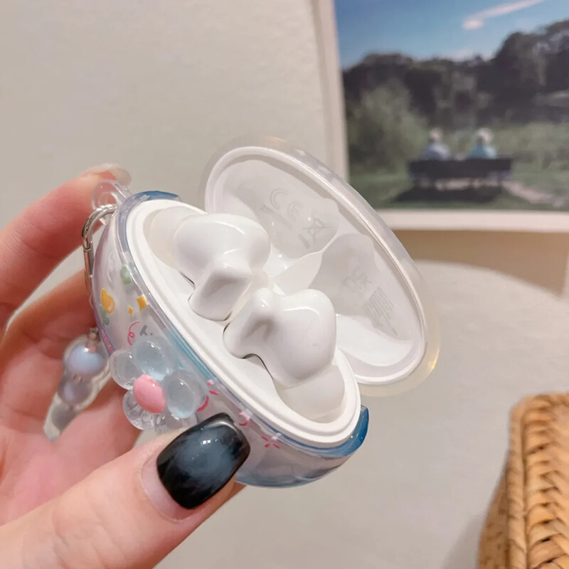 2024. Poklopac za slušalice za Huawei Freebuds 6i /5i. Simpatični cvijet, leptir, dizajn slatkiša, prozirna torbica za slušalice s lancem za zapešće