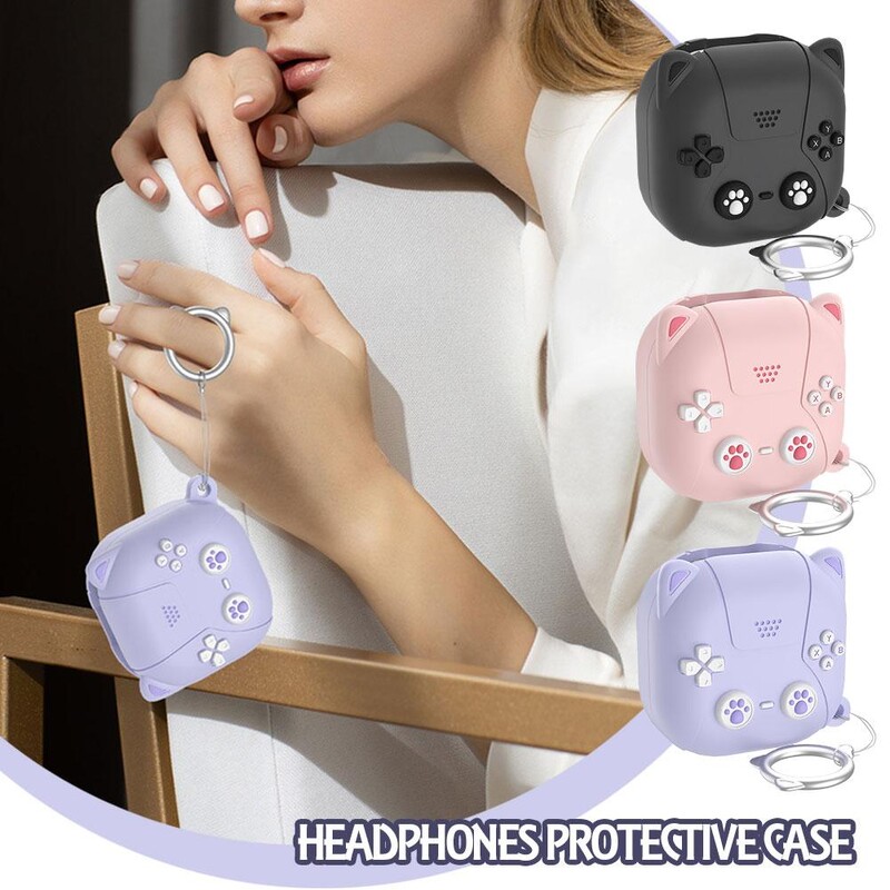Zaštitna maska za slušalice od tekućeg silikona prikladna za Samsung Galaxy Buds Live/Buds 2/ Pro/2 Pro/Buds FE Cute Cat Style