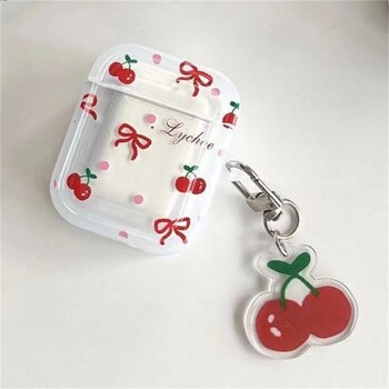 Κορεάτικη Cute Bow Cherry θήκη ακουστικών για Apple Airpods Pro 2 3 4 Κάλυμμα με Θήκες φόρτισης ακουστικών Charm Silicone για Airpods