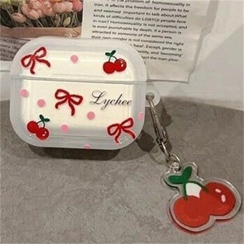 Κορεάτικη Cute Bow Cherry θήκη ακουστικών για Apple Airpods Pro 2 3 4 Κάλυμμα με Θήκες φόρτισης ακουστικών Charm Silicone για Airpods