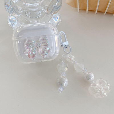 INS Laser Bow Transparent Case Stars Akrilni privjesak zvono privjesak za Apple Airpods 4 2024 Pro 2 1 3 Earphone Accessory torbice