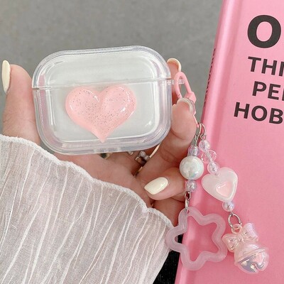 INS Laser Bow Transparent Case Stars Akrilni privjesak zvono privjesak za Apple Airpods 4 2024 Pro 2 1 3 Earphone Accessory torbice