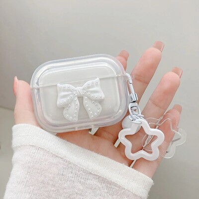 INS Laser Bow Transparent Case Stars Akrilni privjesak zvono privjesak za Apple Airpods 4 2024 Pro 2 1 3 Earphone Accessory torbice