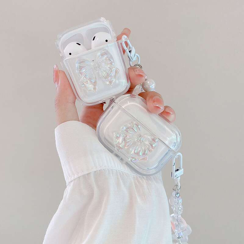 INS Laser Bow Transparent Case Stars Akrilni privjesak zvono privjesak za Apple Airpods 4 2024 Pro 2 1 3 Earphone Accessory torbice