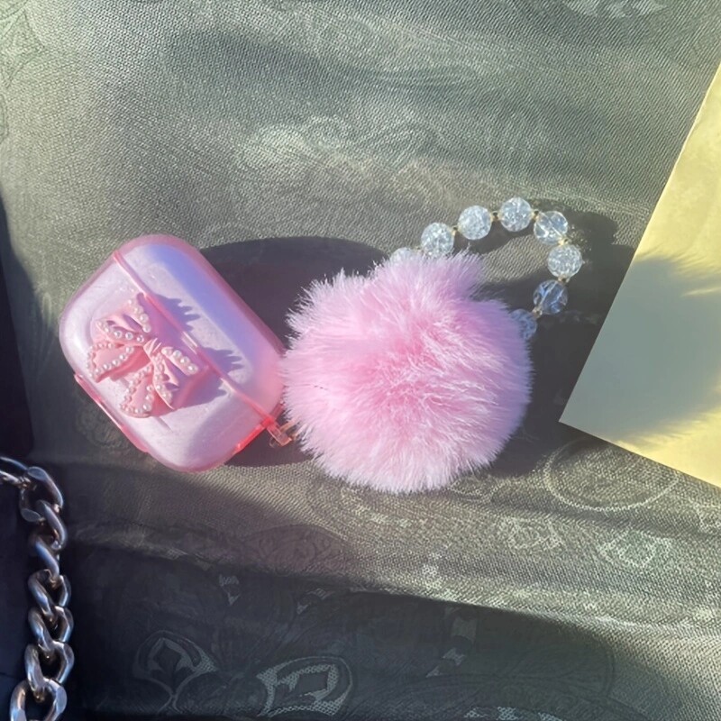 3D Pink Bow torbica Za Airpods 1/2 zaštitni poklopac za bežične slušalice Za Airpods pro/pro2 torbica s Haieball lancem