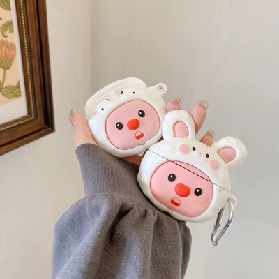 Crtani mali dabar u zečjem šeširu Silikonska torbica za slušalice za Airpods 1 2 3 4 Pro Pro 2 Dodatna maska