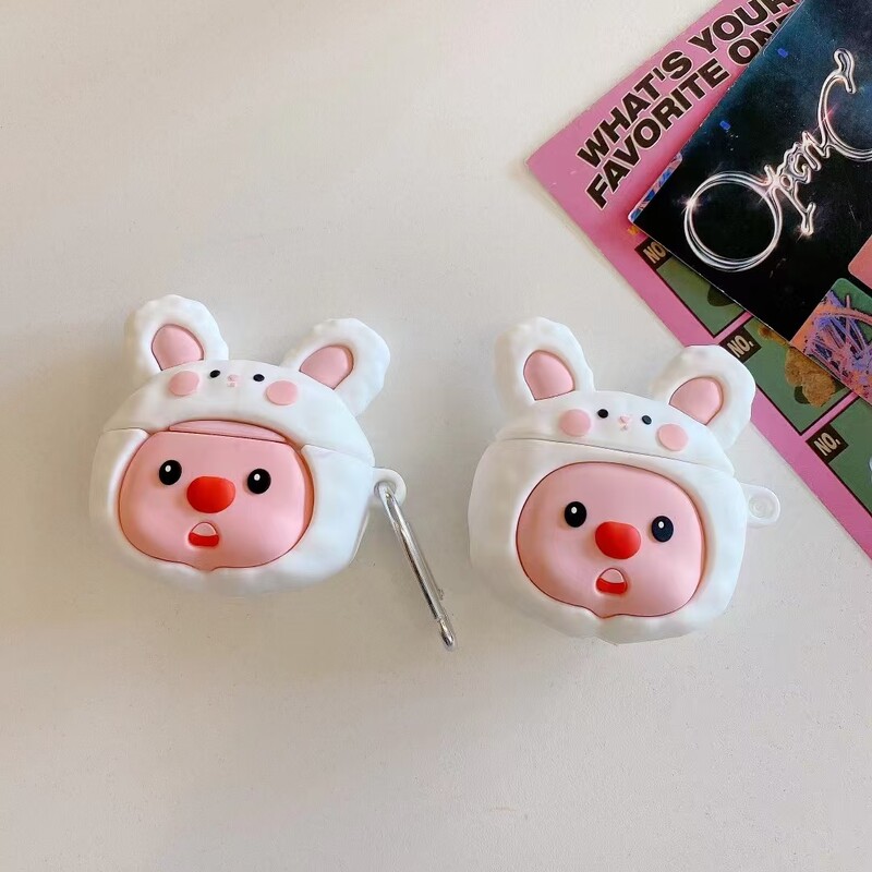 Animacinis filmas Little Beaver in Rabbit Hat silikoninis ausinių dėklas Airpods 1 2 3 4 Pro Pro 2 Accessories dangtelis