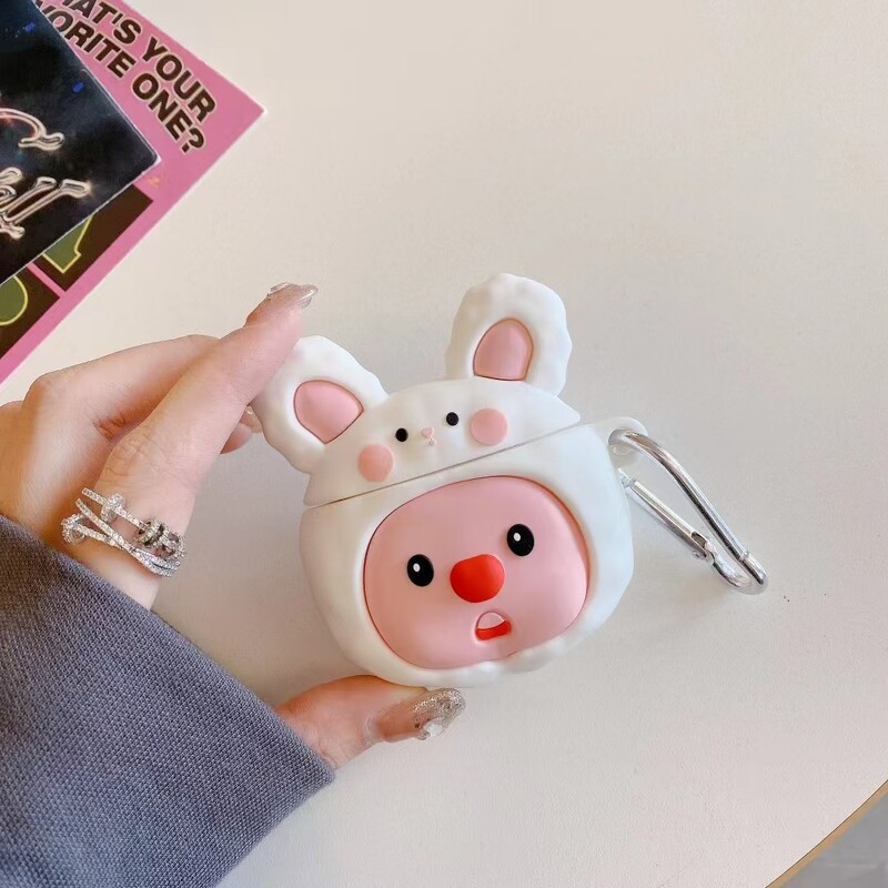 Animacinis filmas Little Beaver in Rabbit Hat silikoninis ausinių dėklas Airpods 1 2 3 4 Pro Pro 2 Accessories dangtelis