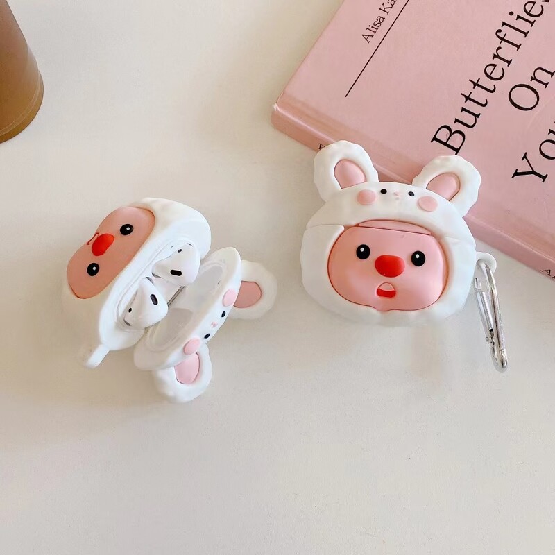 Animacinis filmas Little Beaver in Rabbit Hat silikoninis ausinių dėklas Airpods 1 2 3 4 Pro Pro 2 Accessories dangtelis