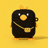 Vāciņš AirPods 4 2024 Black Duck austiņu maciņam AirPods Pro 1 2 3 Silikona mīkstais korpuss bezvadu austiņām Airpods 3