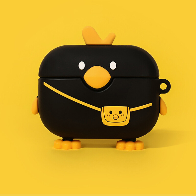 Vāciņš AirPods 4 2024 Black Duck austiņu maciņam AirPods Pro 1 2 3 Silikona mīkstais korpuss bezvadu austiņām Airpods 3