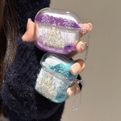 Blizgančio smėlio pilies fejerverkų ausinių dėklas, skirtas Apple Airpods 4 3 2 1 pro 2 belaidė Bluetooth įkrovimo dėžutės ausinių dangtelis