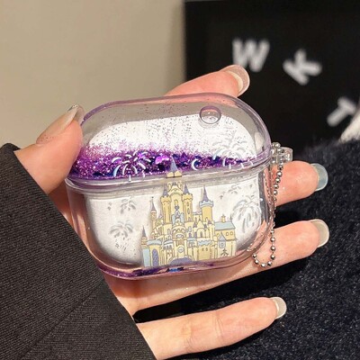 Blizgančio smėlio pilies fejerverkų ausinių dėklas, skirtas Apple Airpods 4 3 2 1 pro 2 belaidė Bluetooth įkrovimo dėžutės ausinių dangtelis