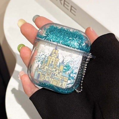 Blizgančio smėlio pilies fejerverkų ausinių dėklas, skirtas Apple Airpods 4 3 2 1 pro 2 belaidė Bluetooth įkrovimo dėžutės ausinių dangtelis