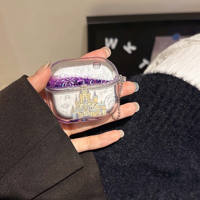 Blizgančio smėlio pilies fejerverkų ausinių dėklas, skirtas Apple Airpods 4 3 2 1 pro 2 belaidė Bluetooth įkrovimo dėžutės ausinių dangtelis