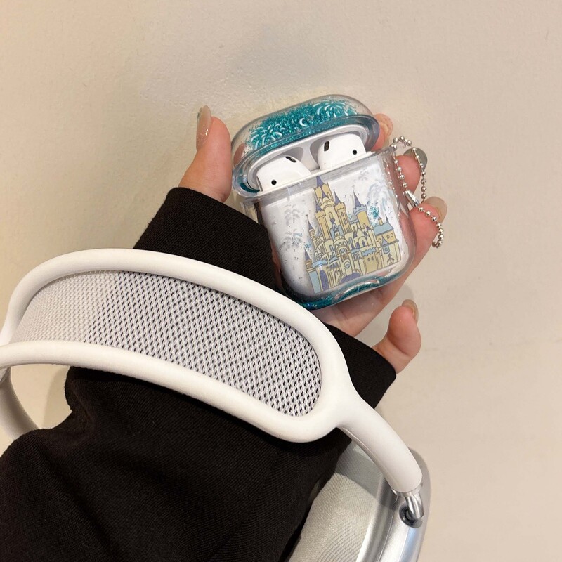 Blizgančio smėlio pilies fejerverkų ausinių dėklas, skirtas Apple Airpods 4 3 2 1 pro 2 belaidė Bluetooth įkrovimo dėžutės ausinių dangtelis