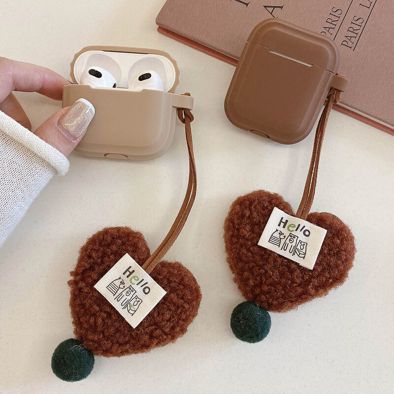 Husă pentru căști din silicon moale cu pandantiv de blană de pluș pentru AirPods 1 2 3 Pro 2 Pro2 4 ANC cu breloc capac de protecție pentru căști